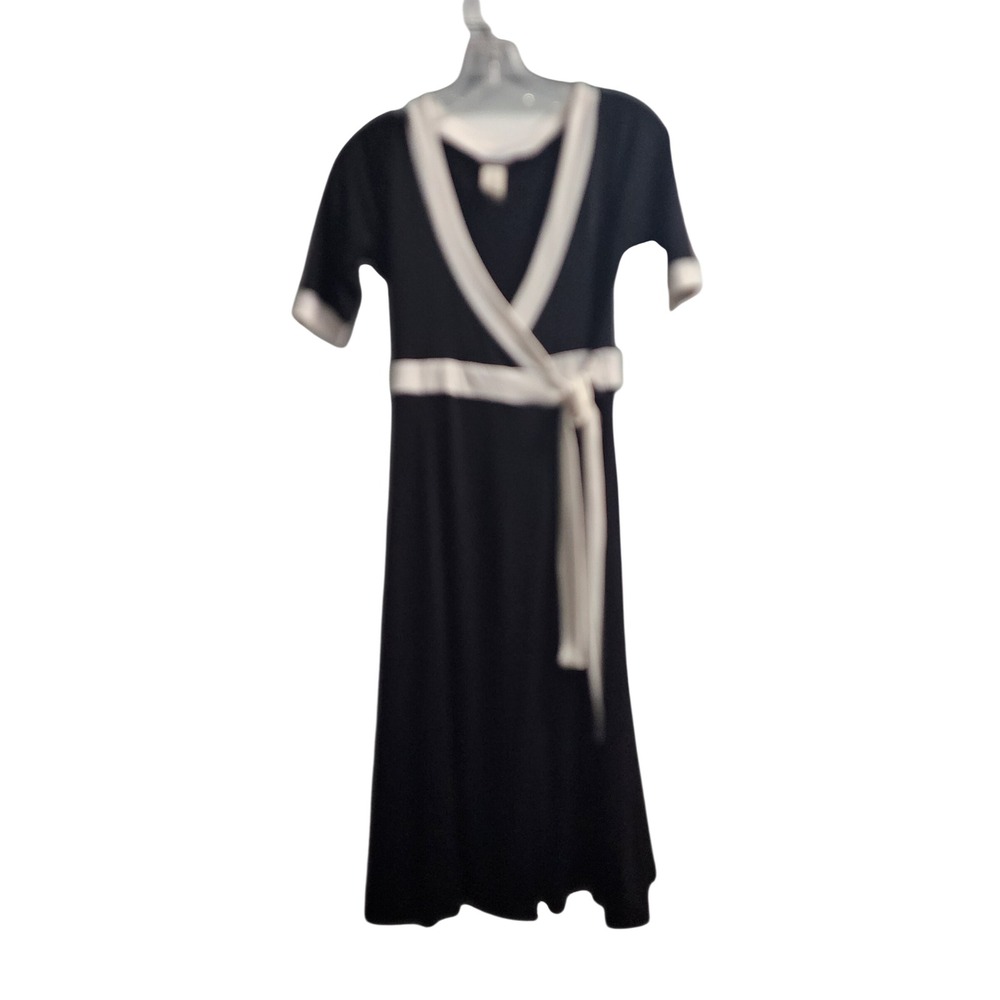 Hypnotic Women Black White‎ Wrap Midi Dress S Short Sleeve Casual Chic